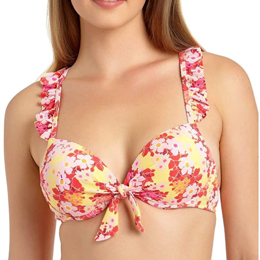 Floral Ruffle Underwire Push-Up Bikini Top